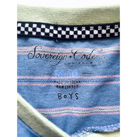 Boy's Sovereign Code Blue Striped Short Sleeve Pocket T-Shirt Size 14/16 - Picture 3 of 8